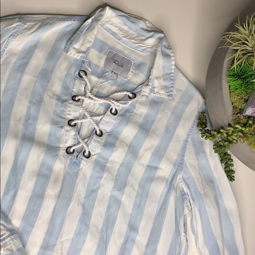 Rails Uli Lace Up Nautical Stencil Tunic Top Long… - image 4